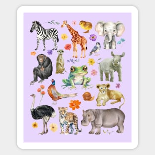 African Safari Animals - Watercolor Mosaic Sticker